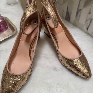 Zara Gold Heels Sparkly Ankle Strap